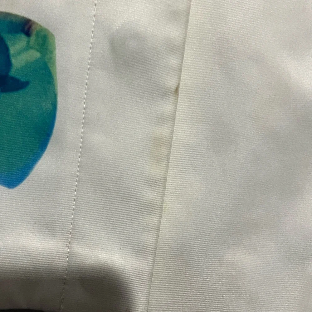 H&M Floral Satin Cropped Jacket Women's 12 Feminine Pink Grey White Snap Front - Picture 7 of 9